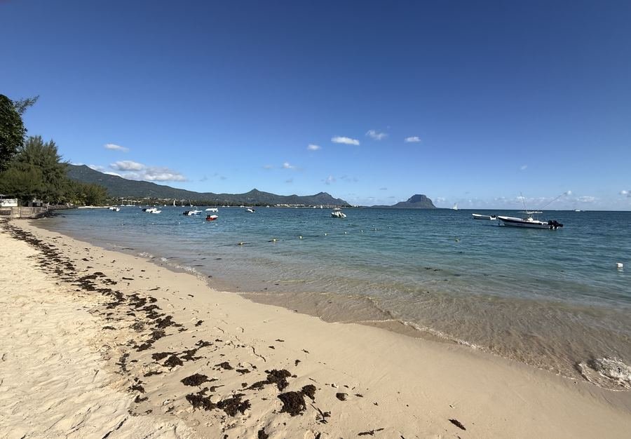 La Preneuse beach with Le Morne in the distance